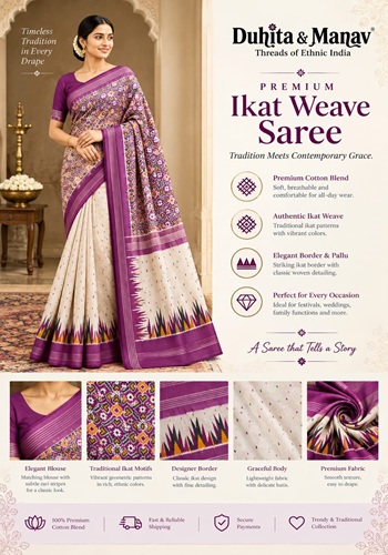 Premium Ikat Weave Saree