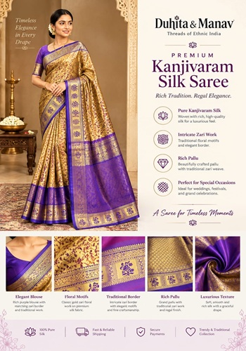 Premium Kanjivaram Purple Silk Saree