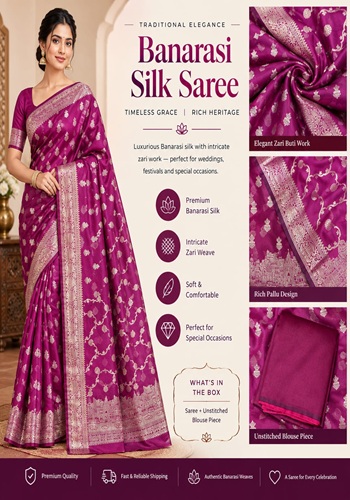 Banarasi Silk Pink Saree