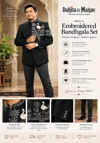 Men Embroidered Bandhgala Set