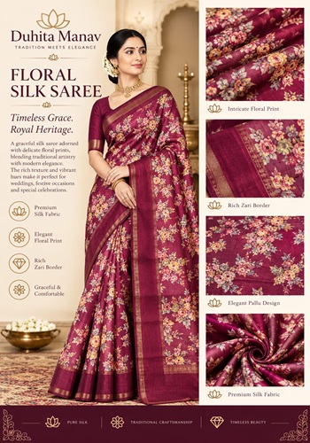 Floral Silk Saree – Elegant Floral Prints